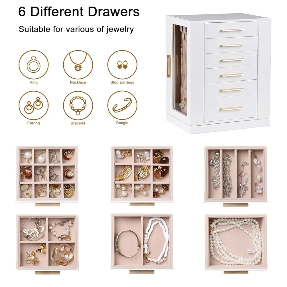 Pink Jewelry Organizer with Gold Accents